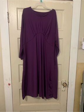 Women’s Elegant Purple Long Sleeve Midi Dress